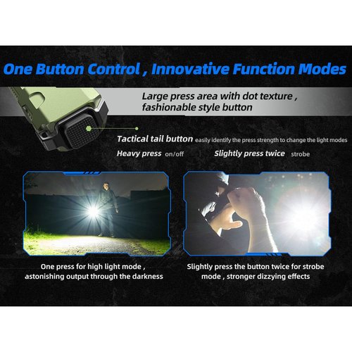 JETBeam E26 EDC Tactical Flashlight,3000 LumensDual White Light Source Output with Green Beam,5 Modes+Rear Flash,USB-C Rechargeable Flashlight,IPX8 Waterproof Rating,for Outdoor,Everyday Use,Work