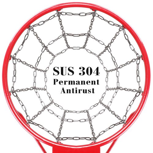 Dakzhou Basketball net, 304 Stainless Steel Chain Braided, Permanent Rust Proof (12 Links), Quick Installation.