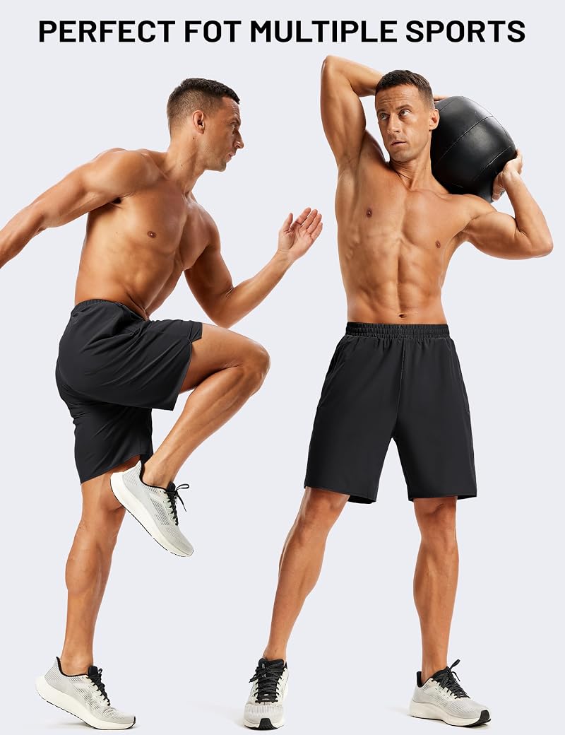 TACVASEN Men’s 7" Athletic Shorts with 3 Zipper Pockets – Black, Medium