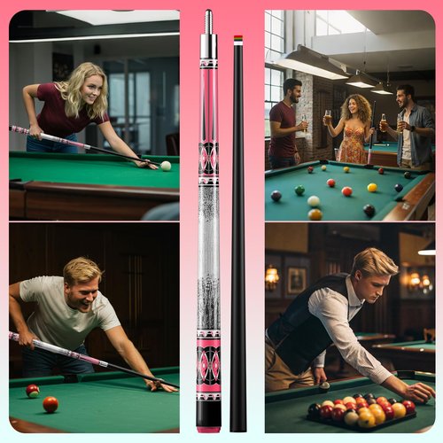 DOKIBI 58" Professional Pool Cue, 2-Piece Billiard Stick 12.5mm Tip Low Deflection Pool Sticks,20oz Fiberglass Front & Maple Rear