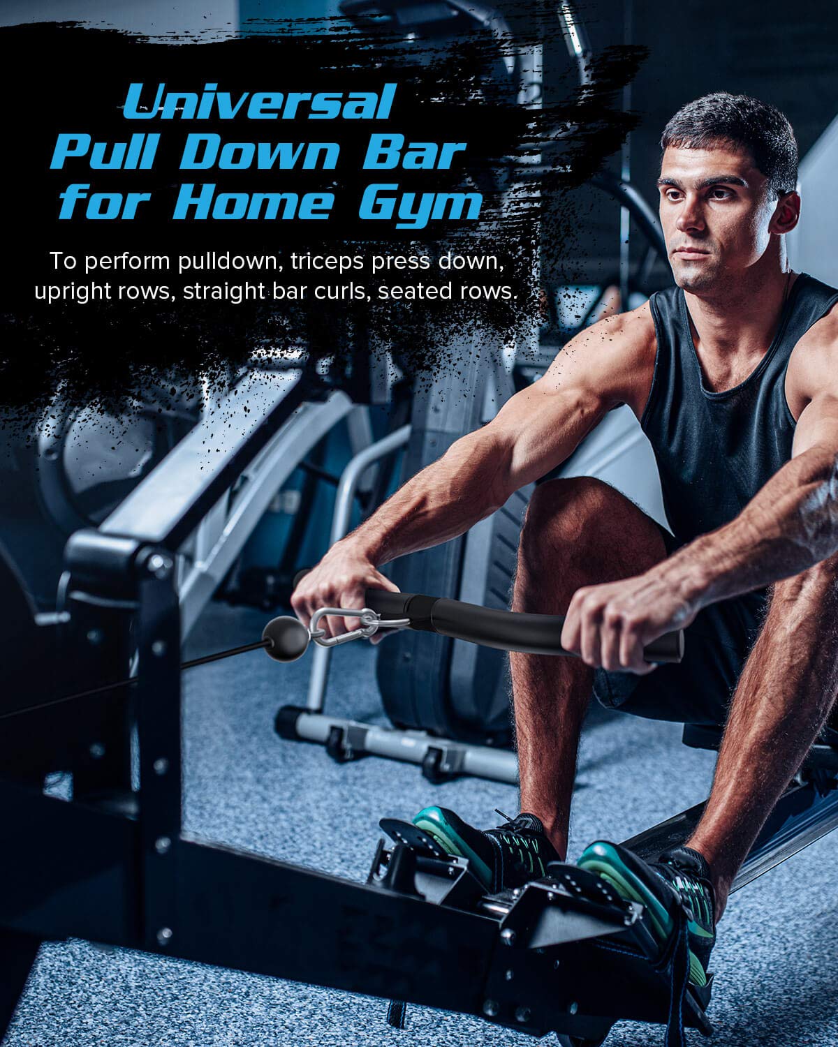 Mbotnee Upgraded LAT Pulldown Bars, 19" LAT Pull Down Bar Attachments for Home Gym, Curl Triceps Press Down Bar Handle LAT Bar Cable Machine Attachment for Pulley System, Rowing LAT Pull Down Bar