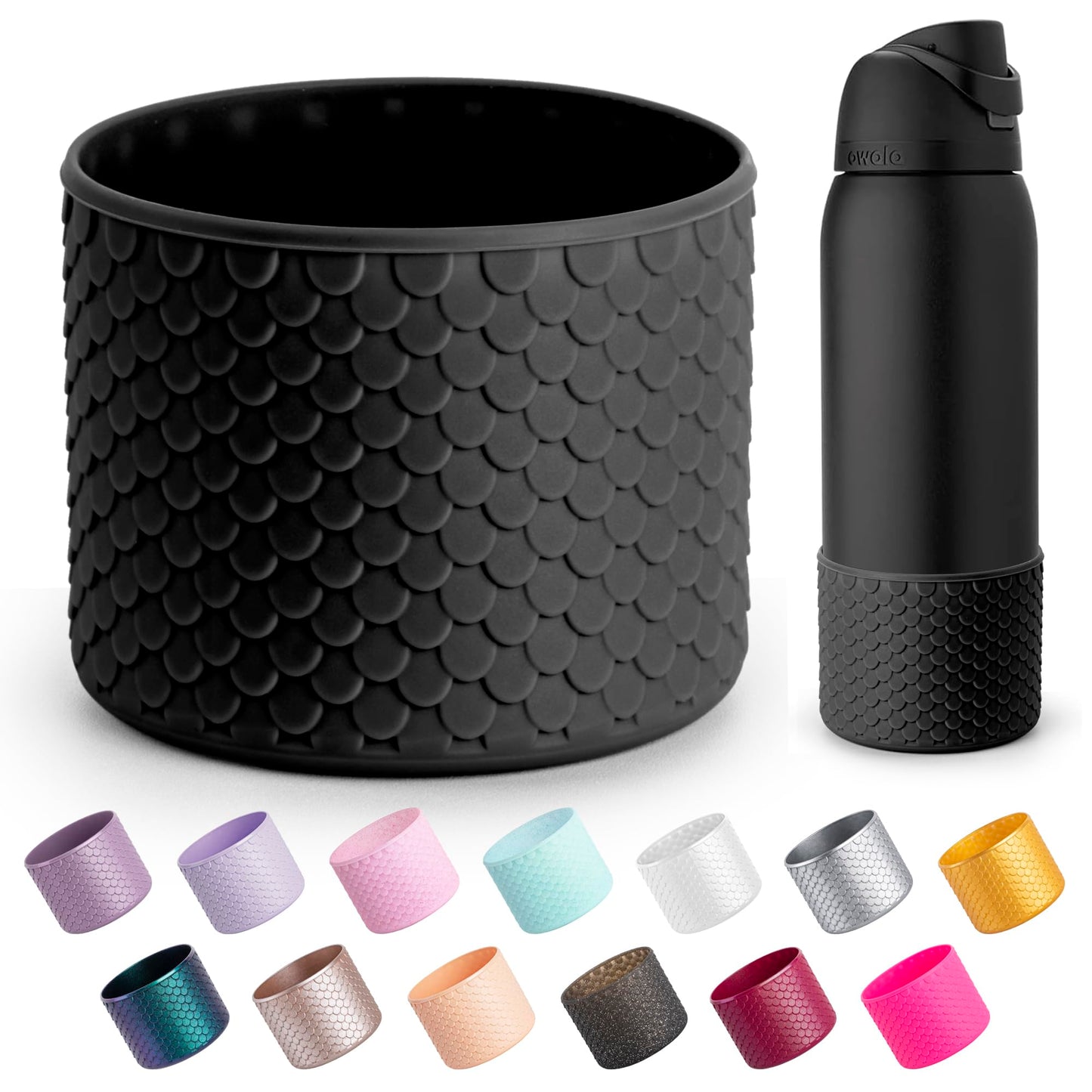 Diumepo Silicone Water Bottle Boot for Owala 32 oz, Anti-Slip Protective Sleeve Bottom Bumper Protector for Owala FreeSip/Twist/Flip 32 oz Water Bottle, BPA Free(Pearlescent White)