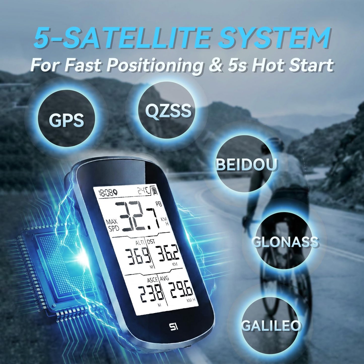 Navihood S1 Cycling Computer, Entry Level GPS Bike Computer Wireless, Laminated 2.8" Screen, Ultra Thin and Lightweight Bike Speedometer, IPX7 Waterproof,Bluetooth (Black)