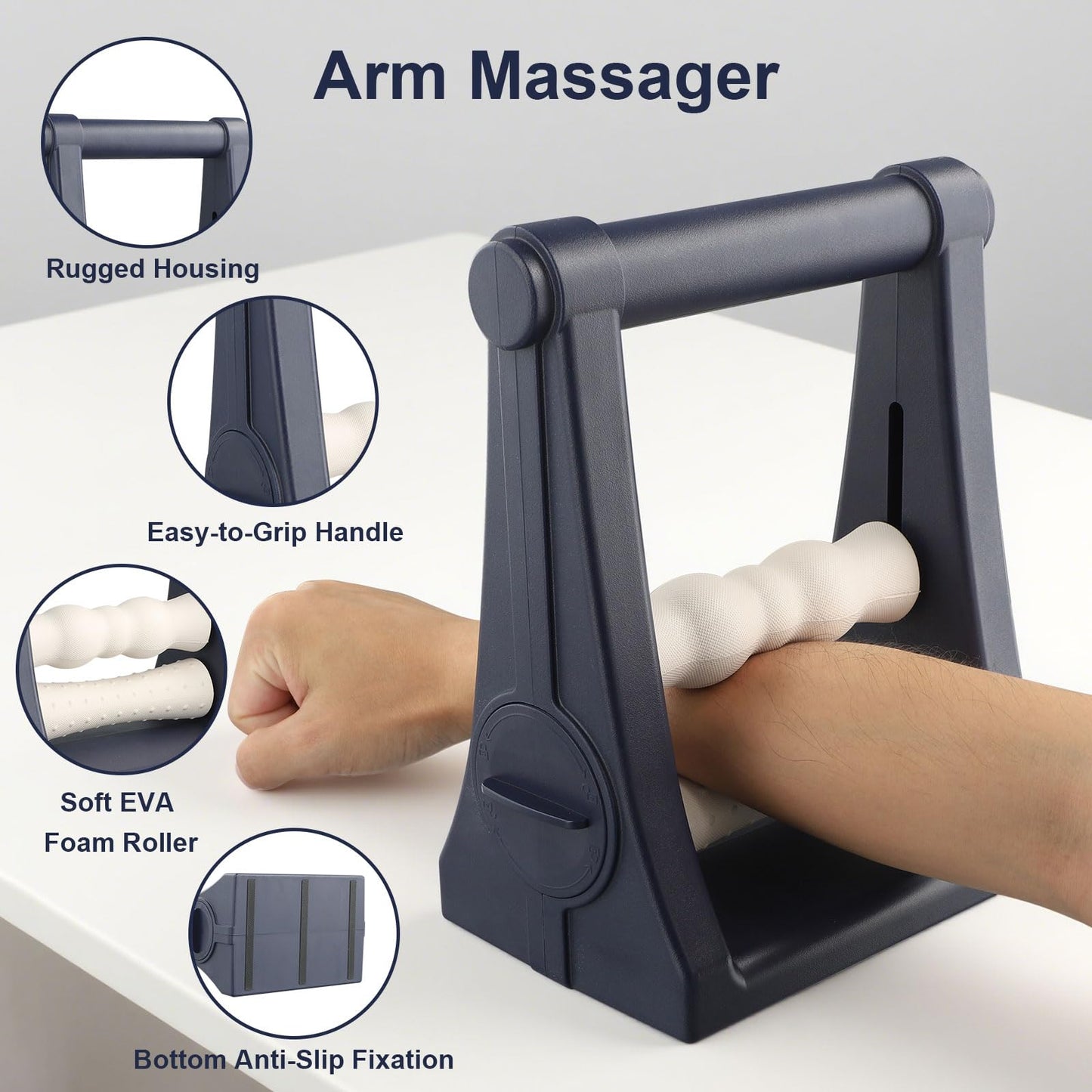 PebblePulse Forearm Massager – Adjustable Pressure Forearm Massager for Tennis Elbow Relief, Self-Massage Roller for Muscle Recovery, Pain Relief, Physical Therapy & Daily Hand Care