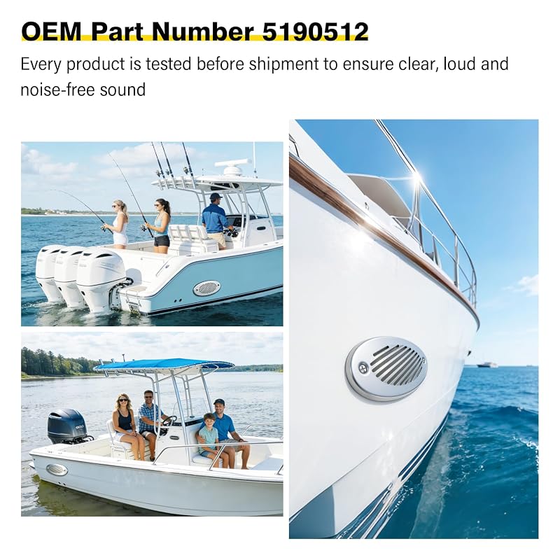 Marine 12V 316 Stainless Hidden Flush Mount Horn - 125dB, 114.3mm Two-Hole Installation