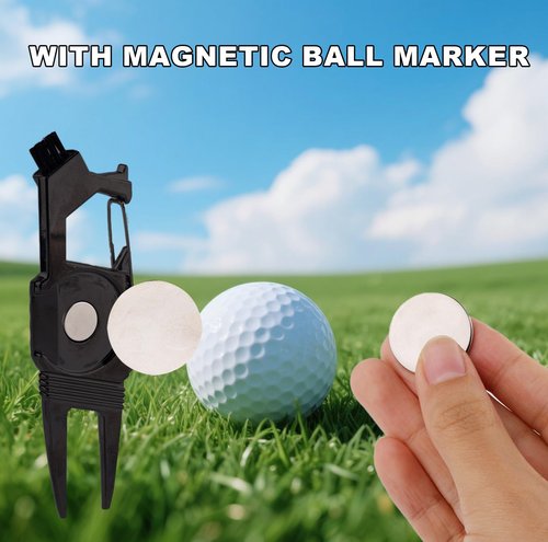 3pcs 7-in-1 Golf Turf Repair Tool, Divot Repair Tool with Magnetic Ball Marker Bottle Opener Groove Cleaner Club Holder & Putter Alignment Golf Accessories for Men Women Golfers