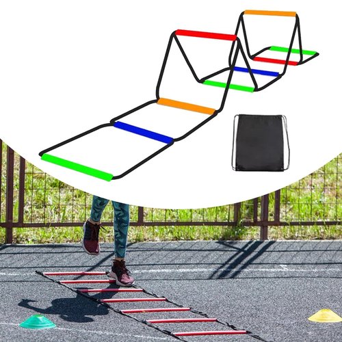 Menolana Agility Ladder Speed Ladder Foldable Workout Rugby Multifunction Home Gym Agility Training Equipment Fitness Feet Training, 8 Grids with Bag