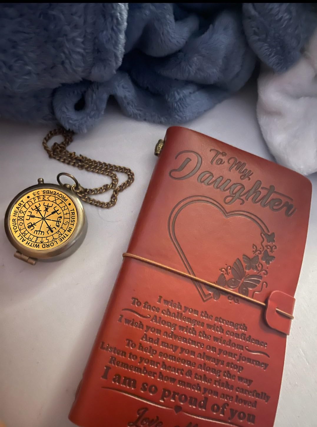 Trust in The Lord-Proverbs 3: 5-6 Quote Engraved Compass with Wooden Box, Greeting Card Included-Viking compass-Gift Compass-Christian, 2025 Graduation Day Gifts-Baptism Gifts for Women Mens Boy Girls