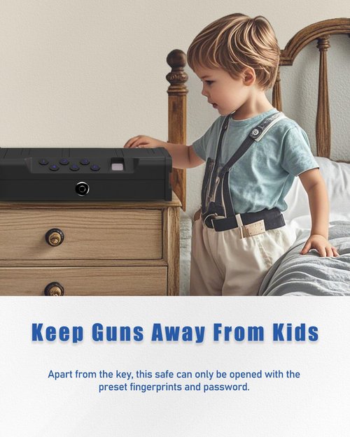 teentan Gun Safe, Biometric Gun Safe for Pistols - Quick-Access Handgun Safe with Fingerprint & Digital Keypad | Fits 2 Pistols | Silent Mode, Heavy-Duty Steel for Home, Nightstand, Car, and Bedside