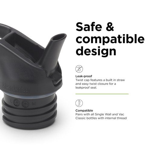 Klean Kanteen Classic Flip Seal Sport Cap with Metal Straw – 100% Leakproof, Reliable Cap - Ergonomic with Steady Flow - Eco-Friendly & BPA-Free