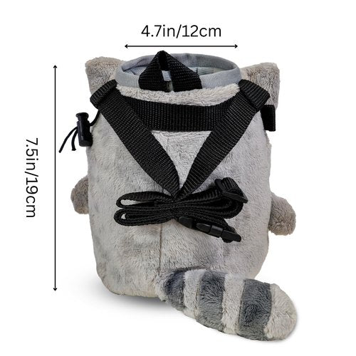 Chalk Bag for Rock Climbing - Cute Racoon Chalk Bag for Bouldering, Gym, Indoor & Outdoor Climbing with Adjustable Belt, Brush Holder & Carabiner