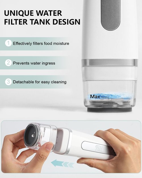 FIII Vacuum Sealer with 30 Reusable Bags for Food, Powerful Handheld Vacuum Sealer Machine with Visible Water Tank, One Touch Kitchen Storage and Preservation (white & gray)