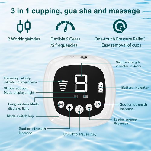 Electric Facial Cupping Set for Face - 3-In-1 Face Cupping, Gua Sha & Massage Tools for Skin Care - Multifunctional Facial Neck Eye Cuppings Massager for Wrinkle With 3 Modes & 5 Frequencies & 9 Gears