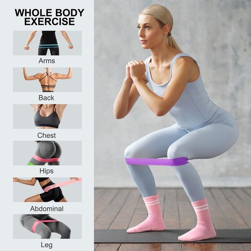 floconssy Pilates Ball Resistance Bands Pilates Socks Sets, Loop Exercise Bands 5 Levels, Small Pilates Ball 9 Inch, Non Slip Socks Grips Yoga Kit for Home Workouts Pink