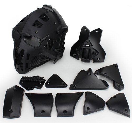 Hunting Explorer Robot Full Head Helmet for Tactical Necessary Or Riding(Steel Mesh/Blue/Black Goggles)