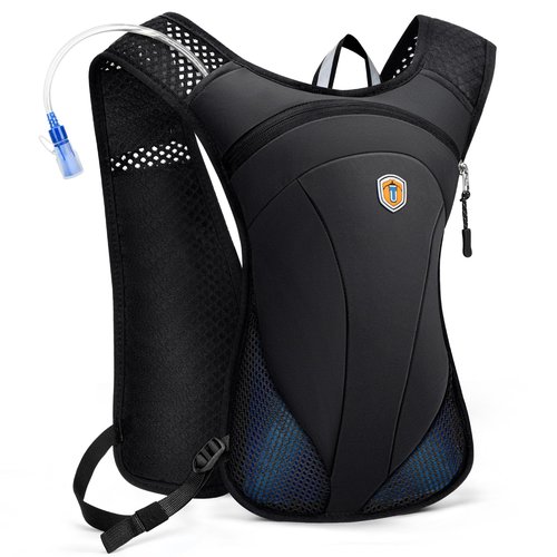 MIAOJIA Hydration Backpack with 2L Water Bladder Bag, Lightweight and Breathable Running Vest for Men, Adjustable Chest Straps Water Pack for Cycling Hiking Climbing Outdoor Rave for Women(Black)