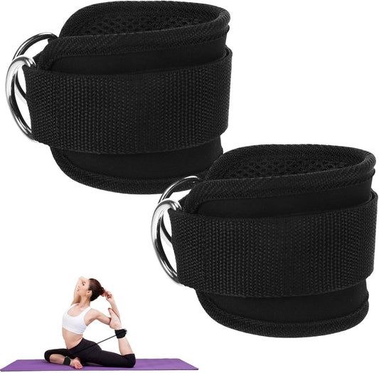 2 Pcs Ankle Strap for Cable Machines Women,Workout Gym Ankle Strap for Cable Machine,Ankles Resistance Bands with Cuffs for Working Out,Glute Bands,Booty Hip Abductors Exercise(Black)