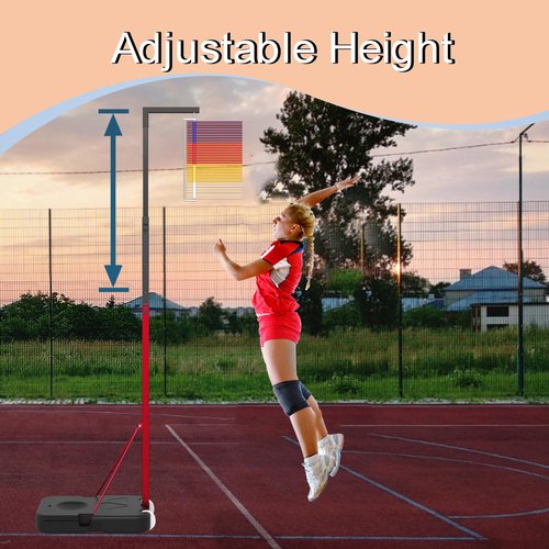 ZELLOXY Vertical Jump Measuring Tool, 4.9-12.6 FT Adjustable Vertical Jump Tester for Volleyball, Slam Training Aid, Floor Standing Jump Training Equipment for School, Gym (Normal)