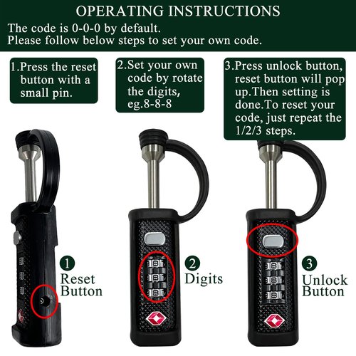 Gun Case Lock TSA Approved Locks for Gun Case,Cut-Proof Padlock for Guns/Rifles/Hard Pistol Cases/Firearms/Handguns/Revolvers/Camera/Drone/Equipments/Instruments/Tools Protective Hard Cases(Black)
