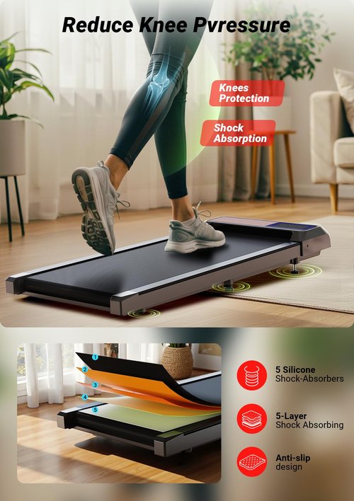 Walking Pad Treadmill, Portable Treadmills for Home, 2.5 HP Quiet Under Desk Treadmill with 5% Incline, 265 Lbs Capacity, 15" X 35.4" Running Belt Walking Pad, Home Office Walking