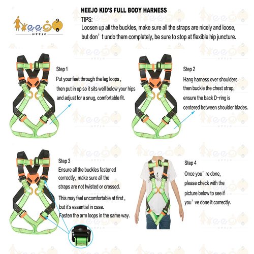 HeeJo Kids Body,Climbing Youth Safety Zipline Climbing Belts for Outdoor Expanding Training 7~13 Years