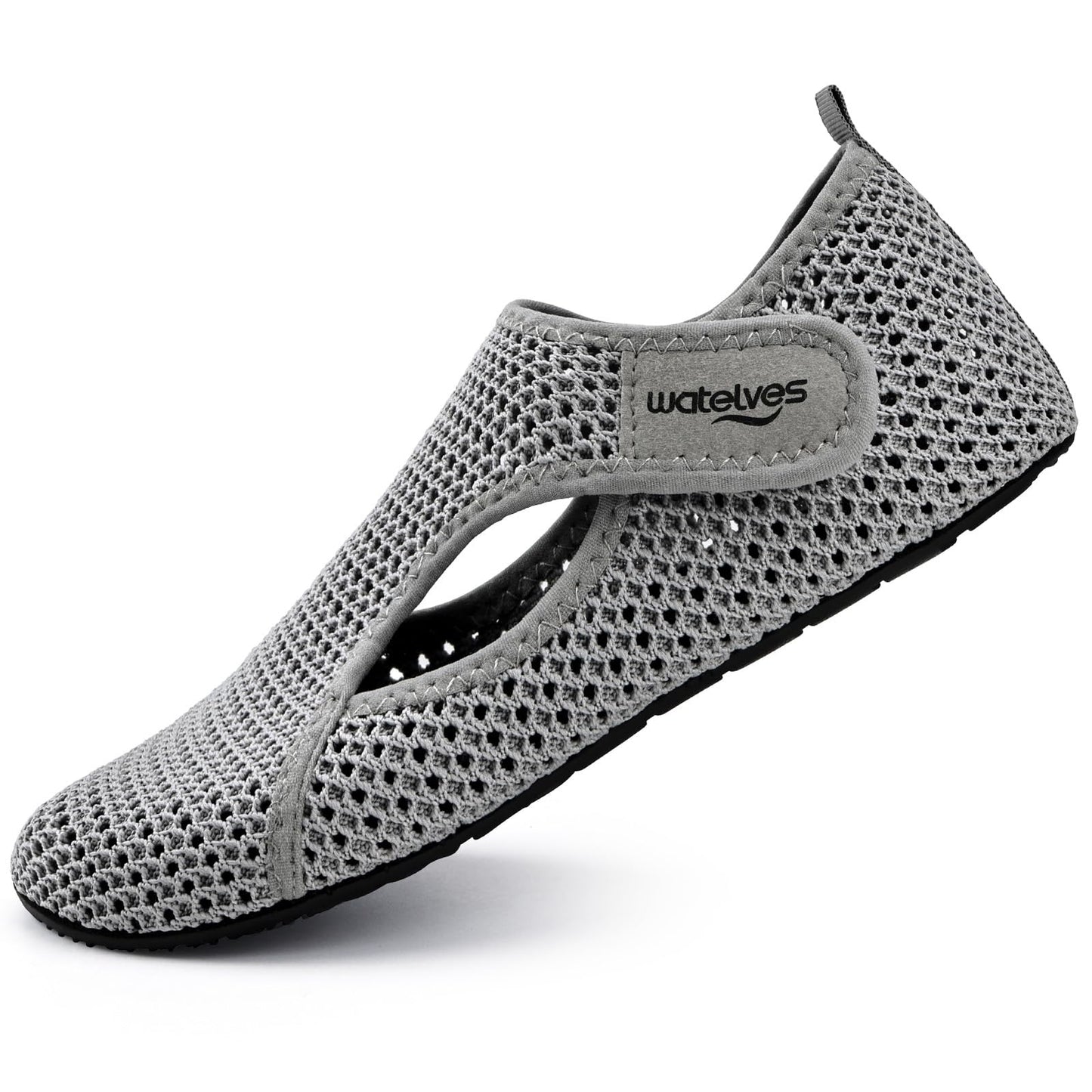 WateLves Water Shoes for Women Men Swim Beach Aqua Socks House Slippers Quick Dry Barefoot Travel Shoes with Adjustable Magic Tape for Pool Diving Boating Yoga(B-Grey,48/49)