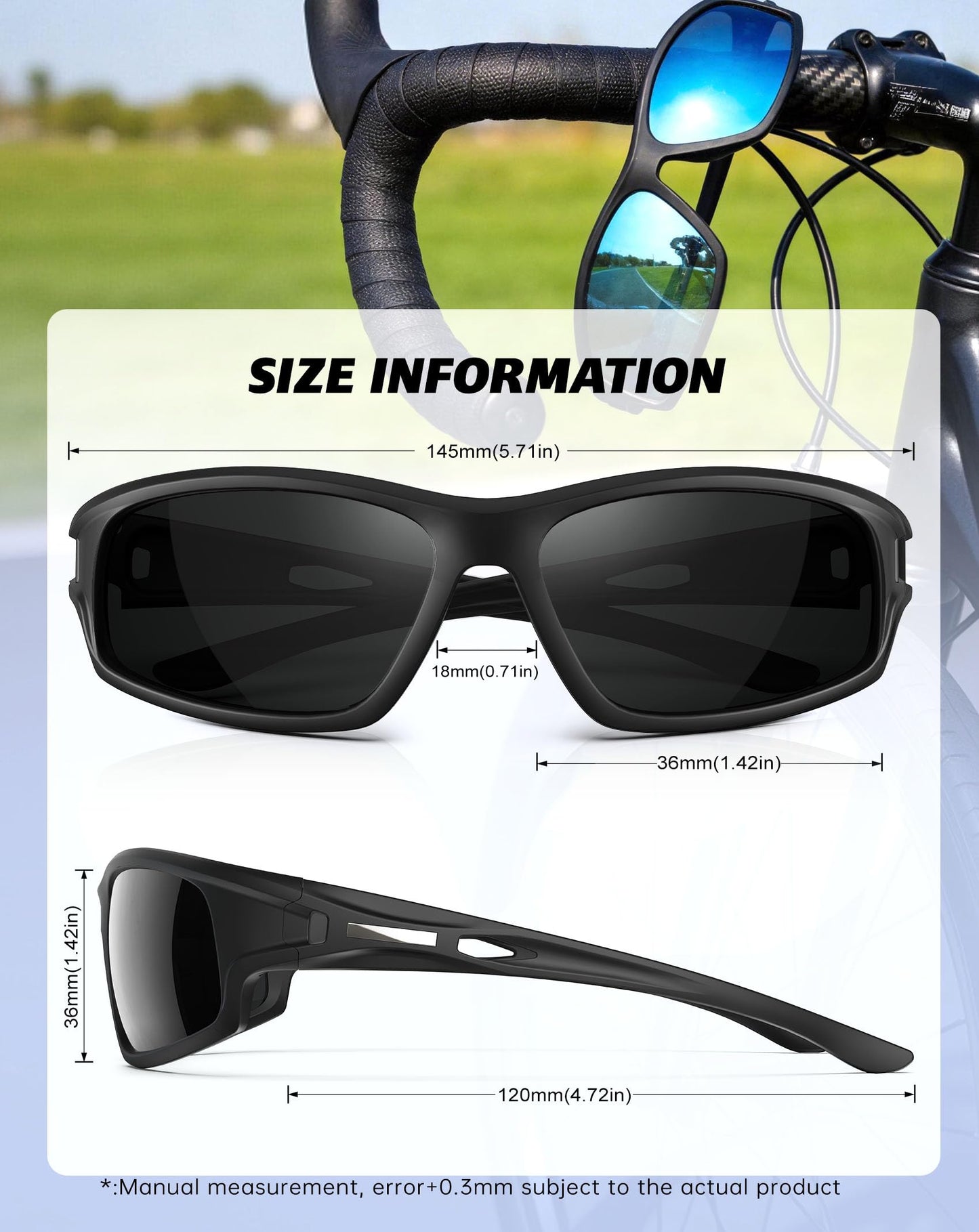 KALIYADI Polarized Sunglasses-Men Sports Sun-Glasses: Mens Sunglasses UV400 Protection for Running Fishing Golf