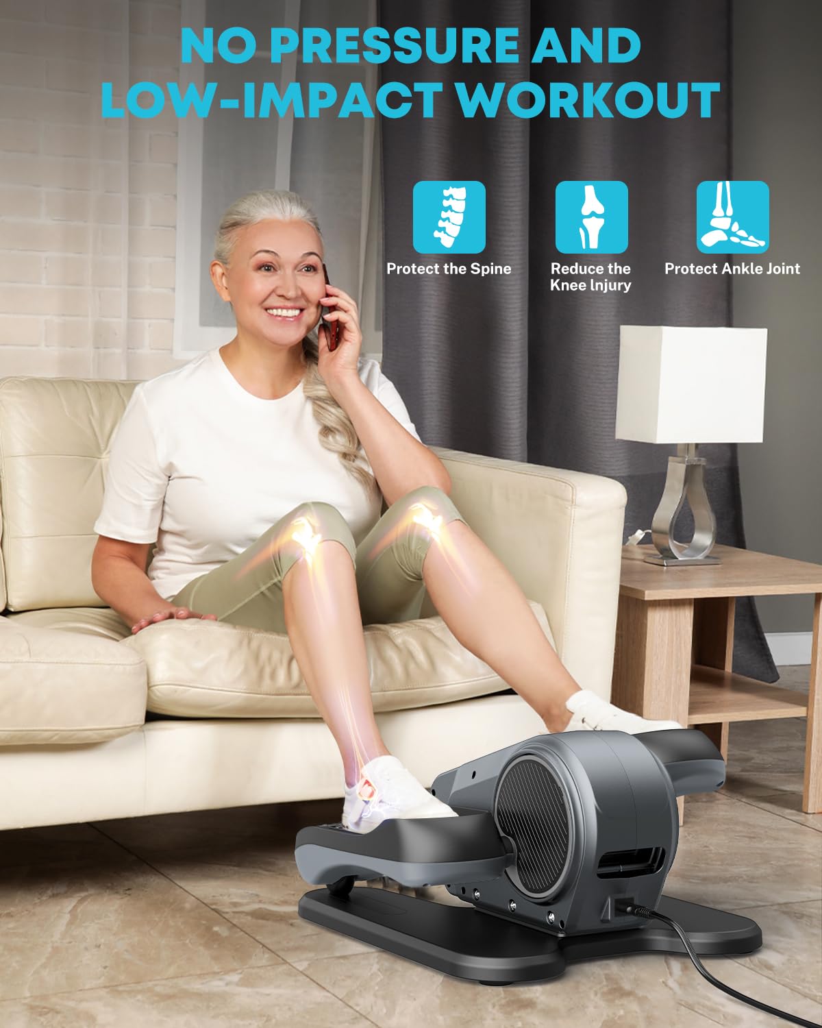 Gonex Under Desk Elliptical Electric Pedal Exerciser 10 Speed & Resistance