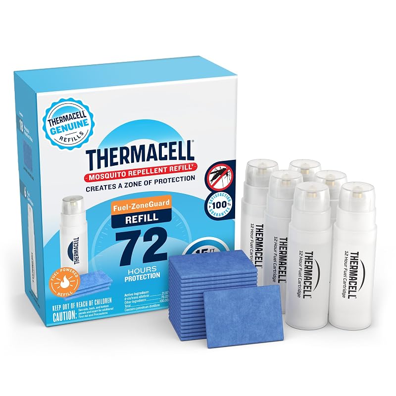 Thermacell 72-Hour Fuel-ZoneGuard Mosquito Refills—Includes 18 Mats + 6 Fuel Cartridges (Variation: 72 Hour)