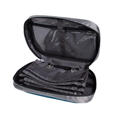 Raprance Soft Plastic Bait Storage Bag 6 Soft Bait Binder Compartments Water-Resistant Tackle Binder Organize for Lines, Hooks, Sinkers（Blue）