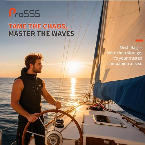ProSSS (1/2 Pack) – 13.7" x 9.8" – Boat Storage Mesh Bag with Secure Mesh Lid Leak-Proof Design, Strong Adhesive Backing – Ideal Boat Organizer for Tools & Gear – Must-Have Boat Accessories
