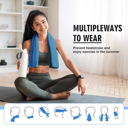 Hemndic 4 Pack 40"x12" Cooling Towels, Soft Breathable Ice Towel for Neck and Face, Microfiber Workout Towels for Gym Sweat, Chilly Sports Towel for Yoga, Golf, Running, Hiking & More Activities