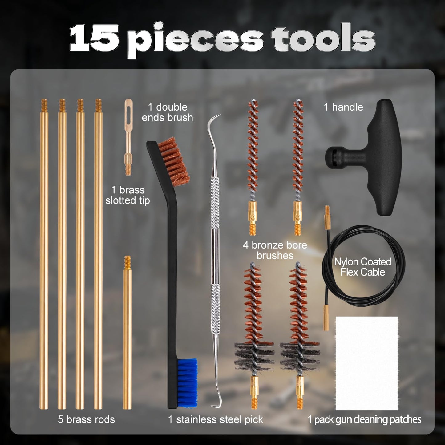 Pro .223/5.56 Cleaning Kit with Bore Chamber Brushes Cleaning Pick Kit, Brass Cleaning Rod in Zippered Organizer Compact Case BOOSTEADY