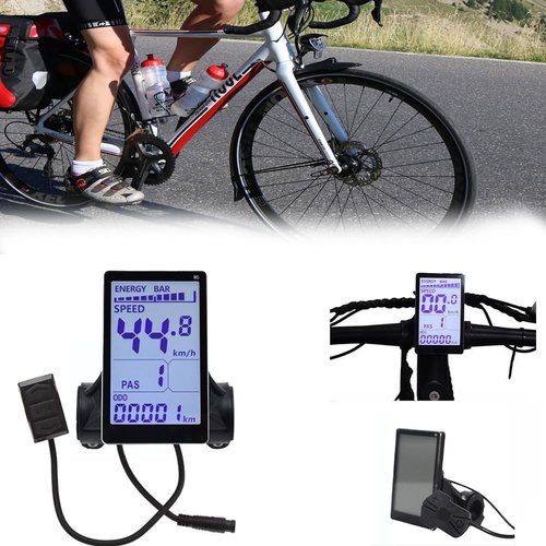 WSKEJI Electric Bike LCD Meter Display, 5 Pin 24V 36V 48V 52V 60V Universal E Scooter M5 LCD Panel Screen Replacement Electric Scooter Display Meter Fit for 31.8 22.2mm EBike Handlebar (M5), Black