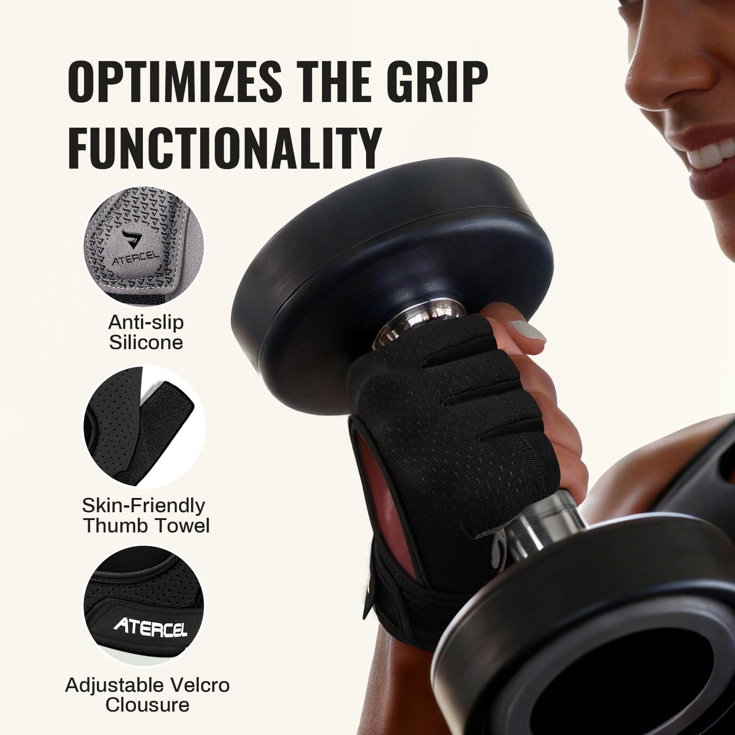 ATERCEL Weight Lifting Gloves Full Palm Protection, Workout Gloves for Gym, Cycling, Exercise, Breathable, Super Lightweight for Men and Women(Gray, M)