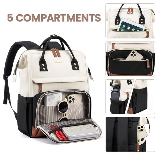 LOVEVOOK Laptop Backpack for Women, 15.6 Inch Work Business Backpacks Purse With Large Capacity, Waterproof Nurse Bag College Bookbag for School, Waterproof Casual Daypack for Travel