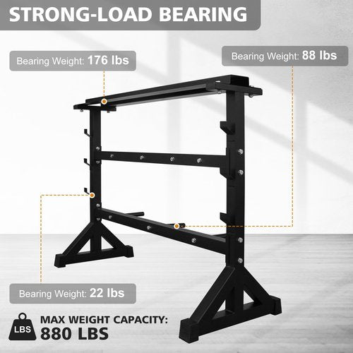 Dumbbell Rack Stand Multifunctional Barbell Rack Weight Rack for Dumbbells Weight Plates Heavy Duty Weight Storage Organizer Dumbbell Storage Stand Holder