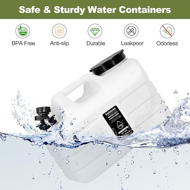 3 Gallon BPA-Free Water Jug with Leak-Proof Lid for Camping - Portable White