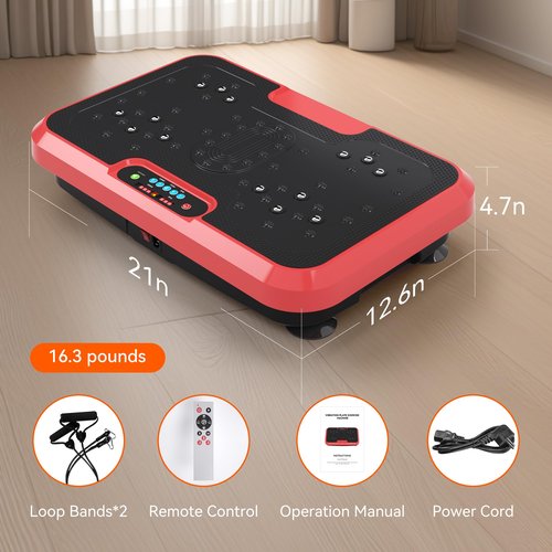 Vibration Plate Exercise Machine, Vibration Plate for Lymphatic Drainage Weight Loss, 999 Gear Shaping Vibrating Plate, Full Whole Body Workout Vibration Platform with Handles for Home Fitness (RED)