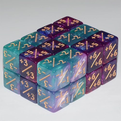 Anduin Technology, Six Sided Dice Set, 24Pieces Galaxy Counter Dice Token Dice Tracking Counter for MTG CCG Card Gaming