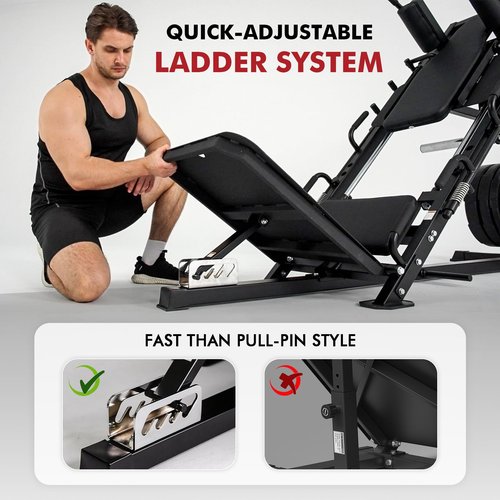 Mikolo Leg Press Hack Squat Machine Combo, Leg Press Machines for Home Gym with Linear Bearing, Hack Squat Machine with Rear and Front Band Pegs, Leg Machine for Full Range Leg Training, Black