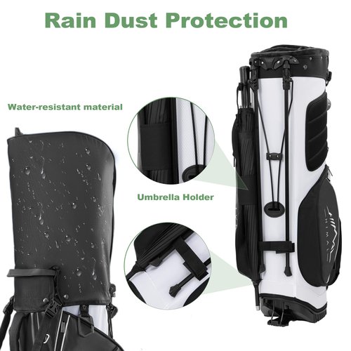 14-Way Golf Stand Bag,Premium Lightweight Golf Bag with Full-Length Dividers, Interchangeable PE-Padded Straps & Stabilizing Kickstand - Plush-Lined Top with Waterproof Cover
