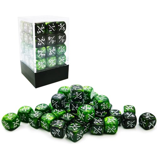 36pcs 12mm Marble Green & Gemini Green Dice Counters Set, Small Token Dice Compatible with MTG, CCG, Card Games