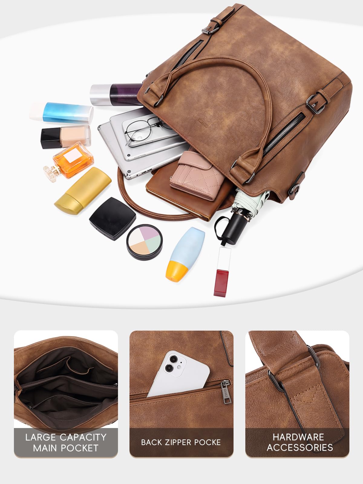 CLUCI Hobo Bags for Women Vegan Leather Handbags Large Tote Ladies Purse Shoulder Bag with Adjustable Shoulder Strap