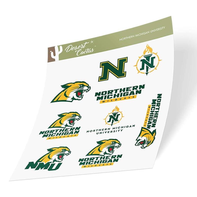 Northern Michigan Wildcats Sticker Sheet - Desert Cactus Official License Decal