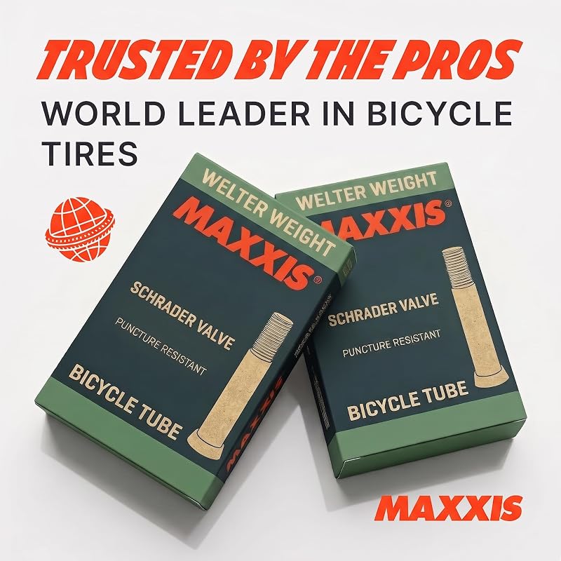 Maxxis Welter Weight 26'' Inner Tube, 48mm Schrader, 1.50–2.50", Black, 2 Pack