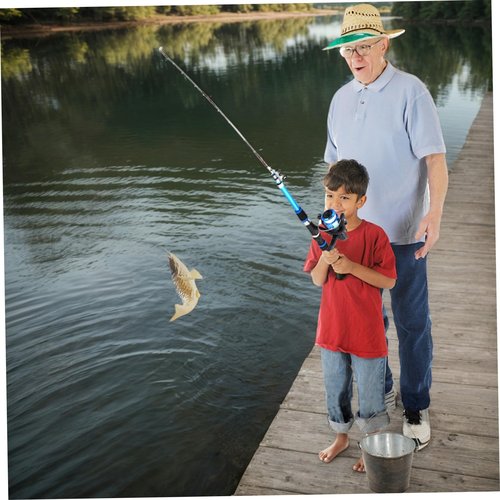 Kids Fishing Gear Set, 5.9ft Portable Telescopic Kids Fishing Pole and Reel Combos and String with Line Full Kits Complete Fish Accessory Set with Carrying Bag for, Boys, Girls