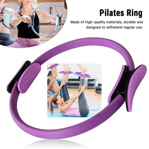 Yoga Sets for Women Pilates at Home Equipment Pilates Magic Ring Booty Bands for Working Out Glutes Yoga Ball 25cm Figure 8 Resistance Band Yoga Bands for Stretching (Purple)