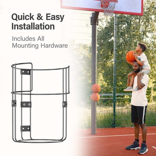 Wall-Mounted Sports Ball Holder Rack Durable Vertical Organizer for Basketballs, Soccer Balls, Volleyballs Heavy-Duty Metal Storage for Garage, Gym, Kids’ Room Space-Saving | Organizador de Balones