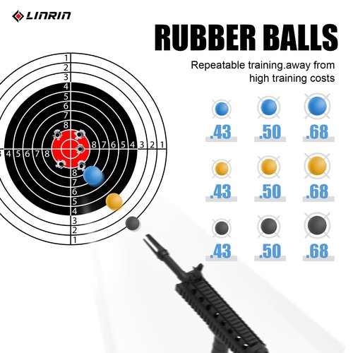 LinRui 100ct .68 Cal Paintballs for Reusable Training and Less Lethal Self Defense Balls, Paintballs .68 Caliber Ammo Rubber Projectile Fit for Byrna SD/T4E HDR/Paintball Guns （Goggle Included）